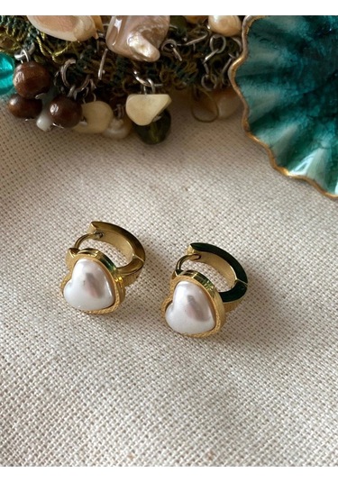 Çelik Sedef Kalp Küpe Çok Renkli