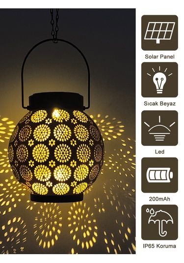 Greentech Güneş Enerjili Dekoratif Led Fener / Askılı Bahçe Feneri / Bahçe Dekorasyon Feneri / GT-SL25R