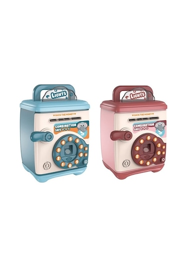 Tongxida Çocuklar Çok İşlevli Kendiliğinden Yuvarlanan Madeni Para Kumbarası Karikatür Kasa, Renk: Pembe - Şifre Parmak İzi, F