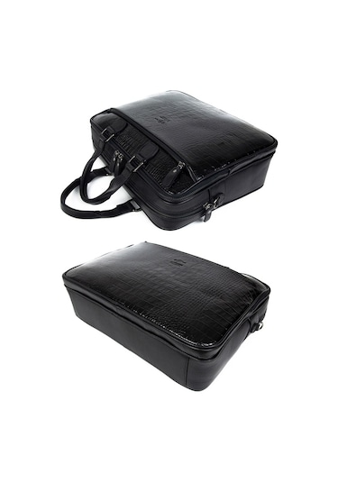 Kangaroo Kıngdom Hakiki Dana Derisi Evrak Çantası Laptop Unisex Kangaroo K. 7763Cs Siyah