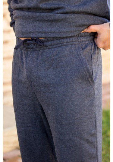 Indigo Mavi Battal Büyük - Normal Beden Kalın Sweat Erkek Eşofman Takımı 21eestbakt İndigo