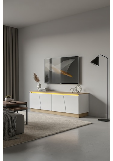 Bohem 150 Cm Tv Ünitesi Ledli Mdf Kapak Beyaz