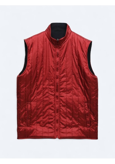 Kip Kırmızı Regular Fit Dik Yaka Casual Örme Çift Taraflı Spor Yelek Kırmızı