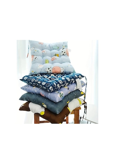 Topshop1 Beyaz Turuncu Desenli Ultra Yumuşak Ofis Koltuğu Minderi Beyaz Turuncu