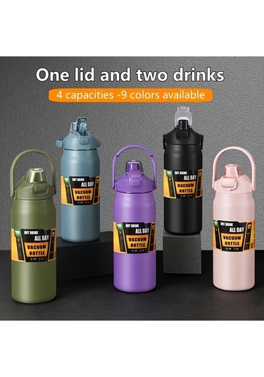 Dashanshop Kırmızı 1200 Ml Paslanmaz Çelik Vakum Termos Sıcak Soğuk İçecek Seyahat Kamp Kırmızı