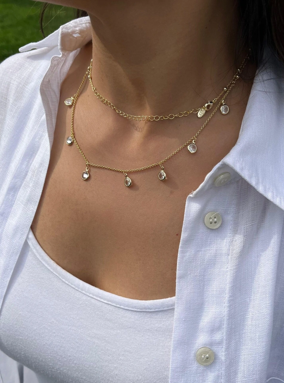 Sıra Taşlı Dolama Kolye Çok Renkli