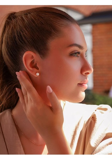 Serebranyj Dom 925 Gümüş İnci Pırlanta Küpeler 138794914 Altın