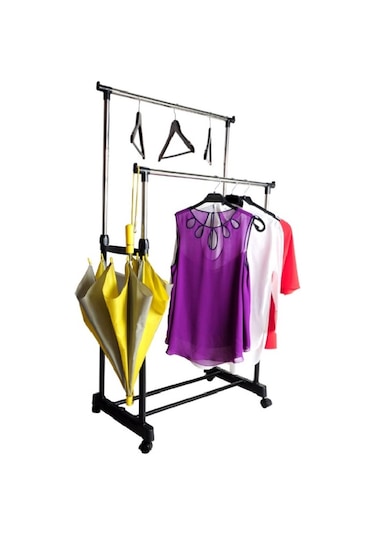 Lerato Tekerlekli Elbise Askılığı Siyah