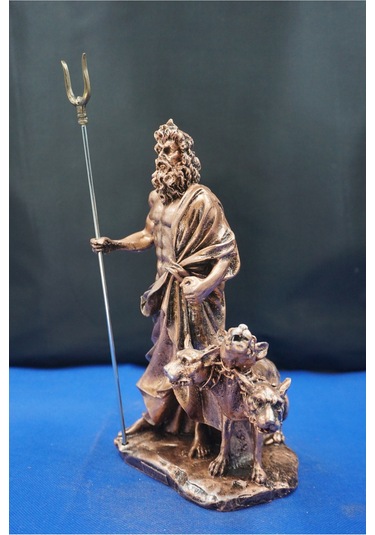 Hades Heykel Biblo Tasarım 25 Cm Mitolojik Obje Hediyelik Eşya Ev Dekor Bakır