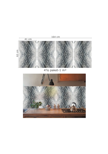 Tink Kendinden Yapışkanlı Çizgili Gri Desenli Pvc Panel 41x62 Cm