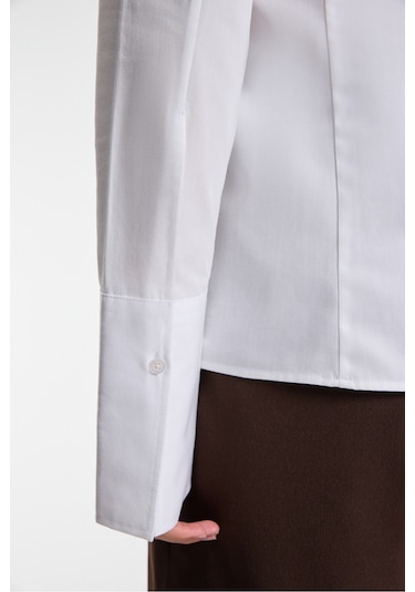 PAPILUS Kadın Regular %100 Organik Pamuk İnce Uzun Gömlek Yaka Uzun Kollu Beyaz Gömlek