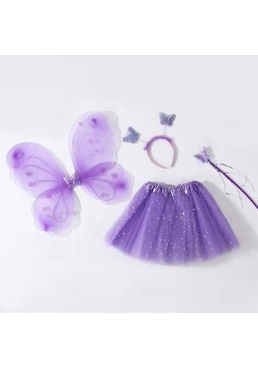 Mor Doğum Günü Partisi İçin Kız Bebekler Ve Çubuklar Ve Etekler 4pc Mor