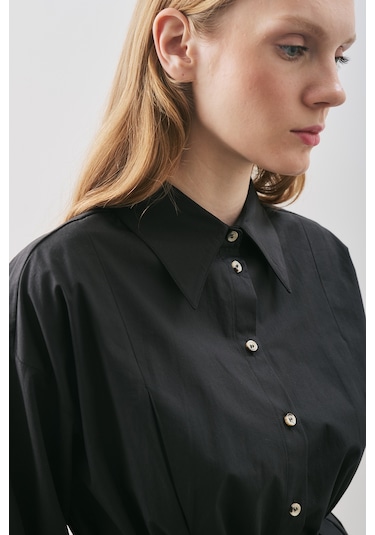 Parçalı Tasarım Gömlek Siyah Siyah