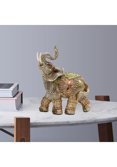 Trendooze Fil Heykelciği, Reçine Hayvan Dekor, 18x22cm, Uniq Tasarım 18cmx22cm