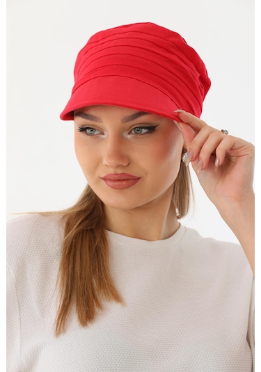 Safari Bağlamalı Kırmızı Siperli Bandana Vizör Kırmızı