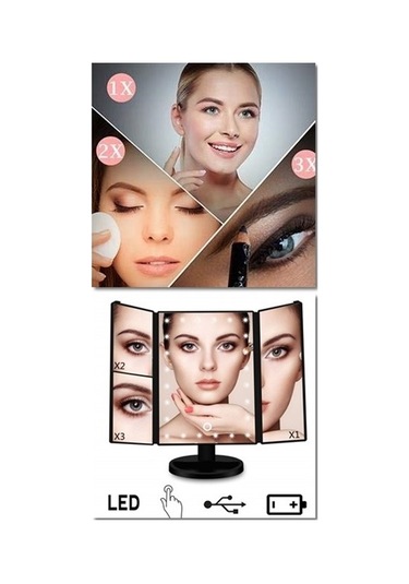 Land Of Myth Hd Zoom 24 Şerit Led Işıklı Makyaj Aynası Siyah