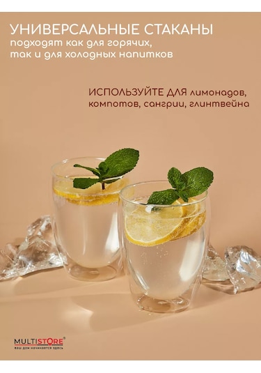 Multıstore Cam Bardaklar 350 Ml, Set İçeriği 2 Adet. 185450196 Beyaz