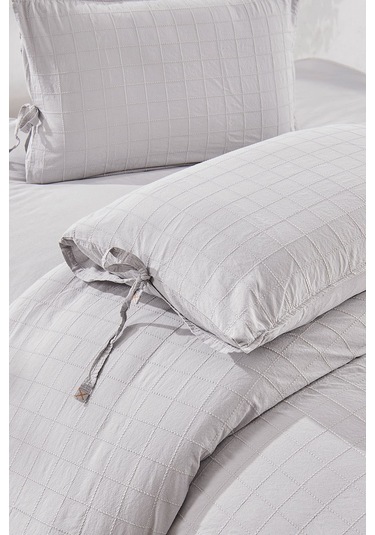 Rocco %100 Pamuk Nakışlı Parça Boyama Nevresim Takımı Gri Antrasit