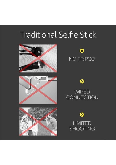 Kangvka K10 Çelik Ayarlanabilir Selfie Çubuğu - 360 Döner Telefon Tutucu, 7.64-27.6 İn Uzunluk Aralığı, Siyah Siyah