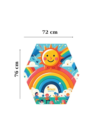 Rengarenk Gökkuşağı Desenli Altıgen Çıtalı Uçurtma- Kolay Kurulum