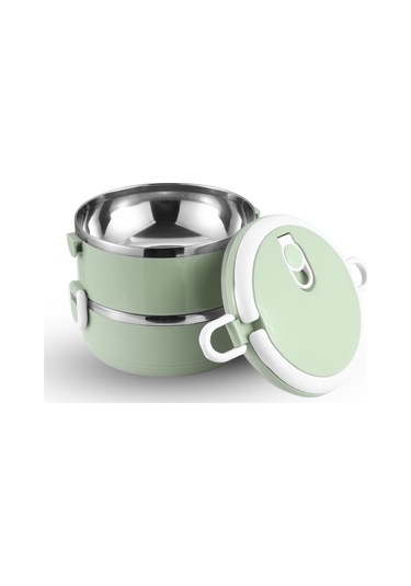 Skycity 1.4l Yeşil İki Katlı Taşınabilir Termoslu Yemek Kutusu - Gıda Grubu Paslanmaz Çelik İç Fişekli Yeşil