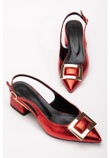 Suins Shoes Suins Milina Model Kadın Orta Topuklu Ayakkabı Kırmızı