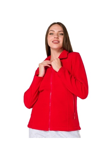 Şensel, Kadın Polar Mont, Kırmızı -99E302- Cepli, Outdoor