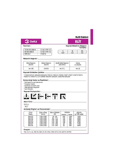Geka Elit Rutil Kaynak Elektrod E6013 4.00X350 MM