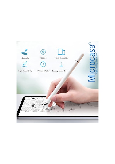 Telefon Tablet Disk Uçlu Stylus Pen Dokunmatik Kalem AL3461 Beyaz