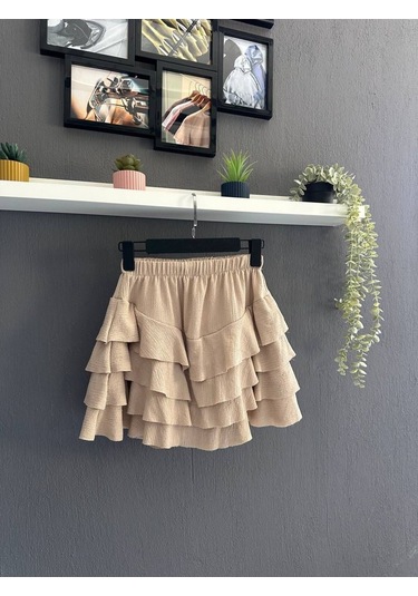 Lacheriee Bej Kadın Mykonos Yazlık Basic Etek Bej