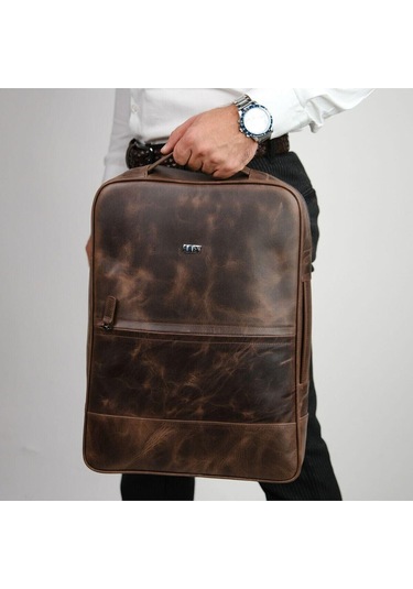 Hakiki Deri Unisex Sırt Çantası - Napoli 4212-120427 Siyah