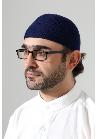 Kışlık Kadife Takke Düz Desen - Lacivert Lacivert