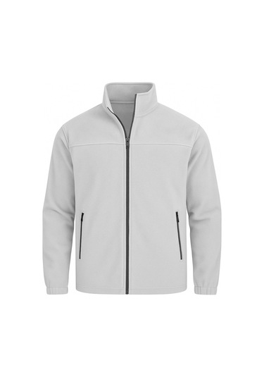 Genıus Store Erkek Polar Bato Yaka Tam Fermuarlı Cepli Polar Bato-polar Gri