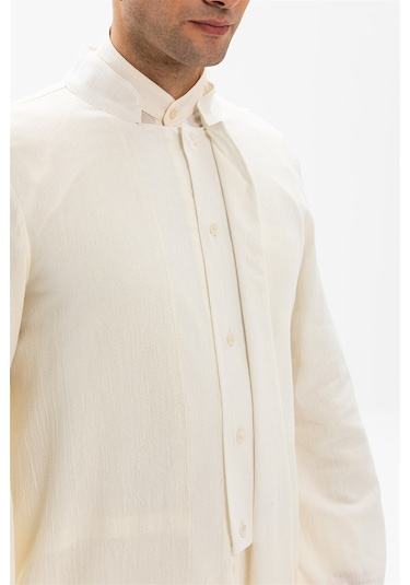 Şile Bezi İnce Erkek Namaz Cübbesi Yazlık Namazlık Pamuk Kumaş Cübbe Krem Krm-krem Krem