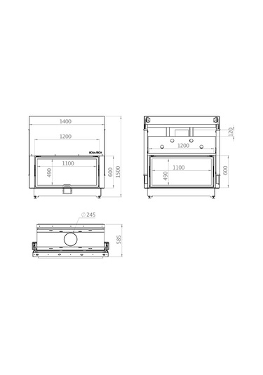 Echa Tech Asansörlü Tünel Çelik Şömine Haznesi İki Yüzlü 120 X 60