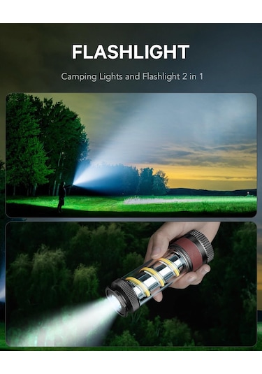 Padalink 4 Aydınlatma Modlu Usb Şarjlı Taşınabilir Su Geçirmez Kamp Feneri Ve Çadır Aydınlatma Lambası Siyah