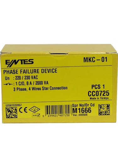 Entes Mkc-01 Motor (Faz) Koruma Rölesi (M1666)