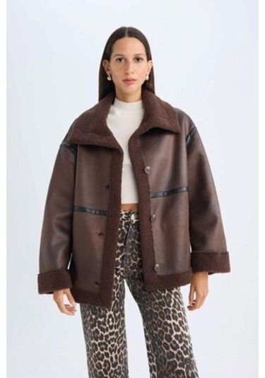 DeFacto Relax Fit Polo Yaka Mont Düğmeli Cepli Mevsimlik Pelüş Astarlı D3994AX24WNBN495