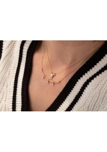 Reis T10343 Trio Line Kolye Altın