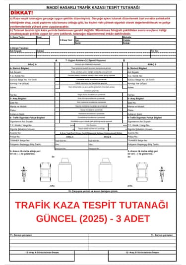 Trafik Kaza Tesit Tutanağı Güncel 2025 - 3 Adet