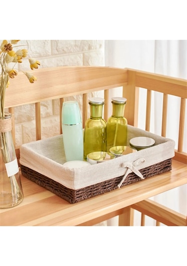 Xiaaokeji Dokuma Sepetler Piknik Sepeti Depolama Ekmek Tabağı Depolama Sepeti,c Kahverengi