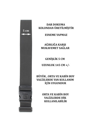 Case Cub 2 Adet Siyah Valiz Bavul Kemeri Aç Kapat Emniyet Kilitli Ayarlanabilir Siyah