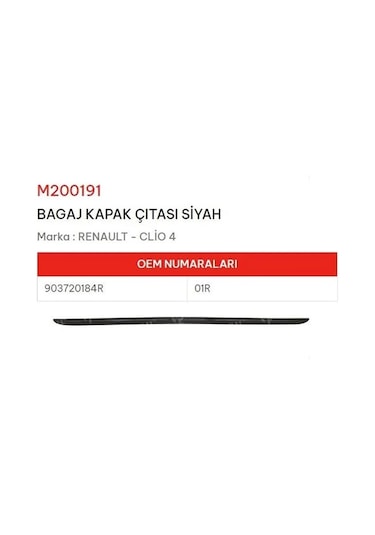 Bagaj Kapak Çıtası Siyah Clio Iv