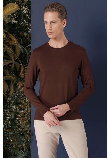 Ts 870 Slim Fit Kahve Spor T-shirt Kahverengi