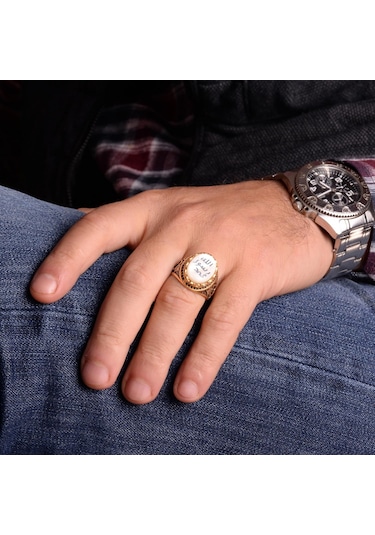 925 Ayar Gümüş Yüzük - Sembol Yüzükler - Erkek Yüzükleri Hat Sanatı Gümüş