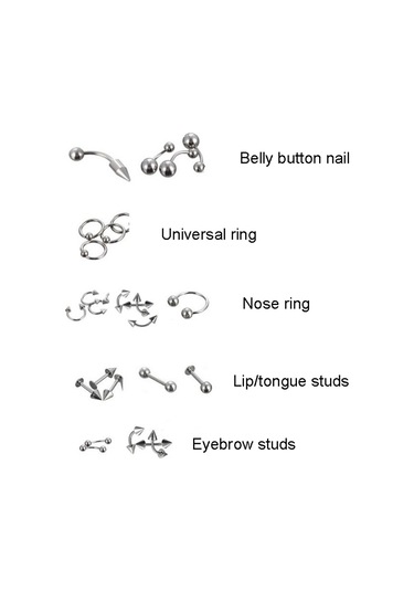Sones 85 Adet Piercing Takı Paslanmaz Çelik Dudak Çivisi Kaş Çivisi Burun Çivisi Çok Renkli