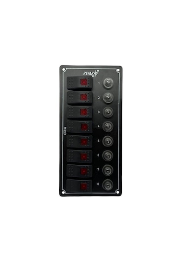 Tekne Karavan 8li Sigorta Paneli Otomatik - Marin Sigorta Paneli Siyah