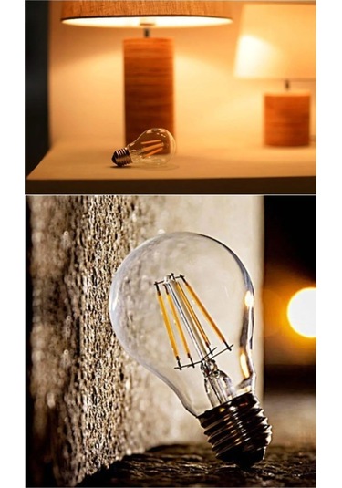 Şeffaf Cam A60 Rustik Led Filament Ampul 4w E27 Gün Işığı Vintage