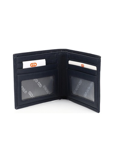Gönderir Lacivert Hakiki Deri Yatay Cüzdan Lacivert