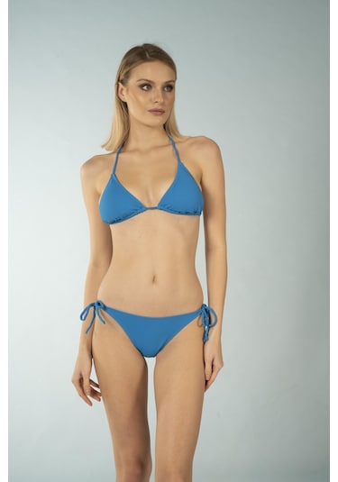 Estiva Üçgen İpli Bikini Takımı - Mavi Çok Renkli